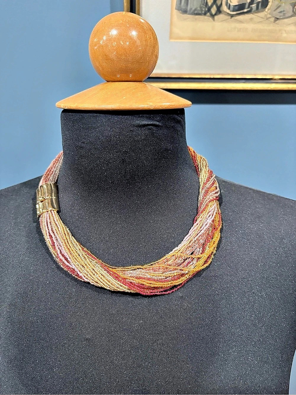 Stunning vintage Multi-Strand Italian Beaded Necklace in multi color